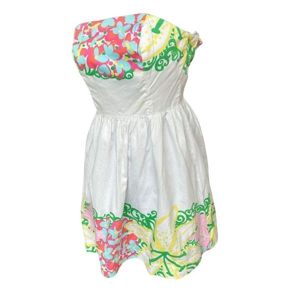 Lilly Pulitzer Lottie Women's Multicolor Strapless Floral Dress Size 0 - Picture 3 of 14